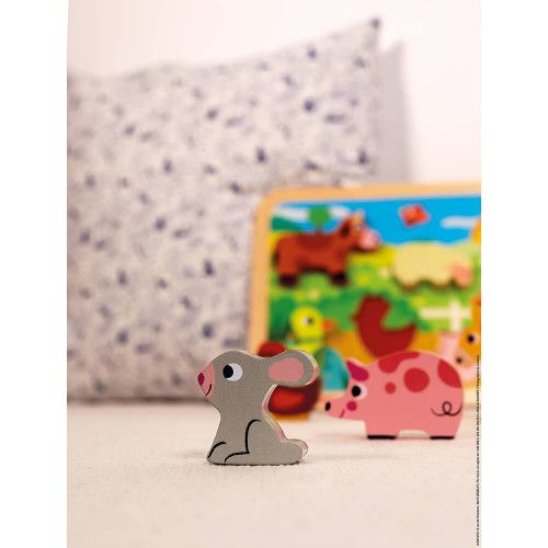 Bij zonsopgang Verschillende goederen bezorgdheid Chunky Puzzle Farm 7 pieces (wood) : Toddler wooden puzzles Janod - J07055