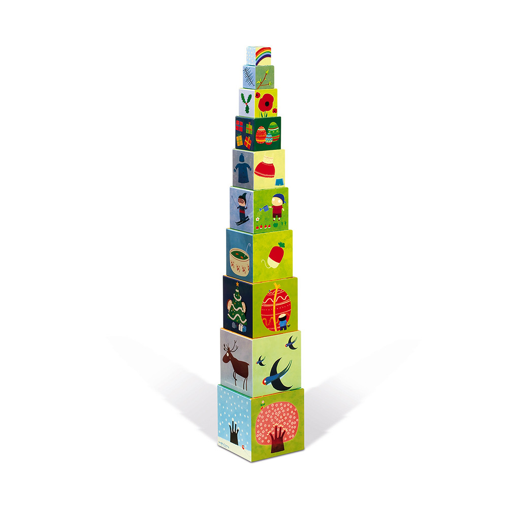4 Seasons Square Stacking Pyramid Blocks & Pyramids Janod J02917