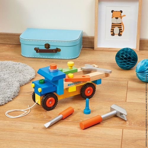 BN Janod BRICO'KIDS DIY TRUCK Wooden Pull Along Tools Role Play Toy Gift 2 