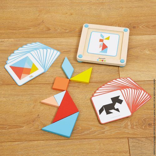 Le Tangram - Essentiel en bois, éducatif, formes, éveil motricité, pour enfant à partir de 2 ans JANOD