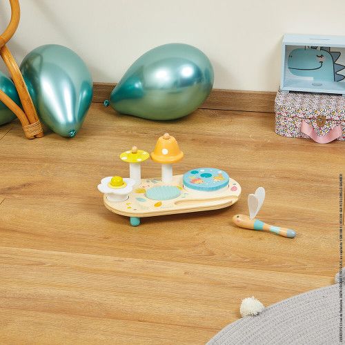 Develops Fine Motor Skills Ages 1+ Years Encourages Musical Stimulation Classic Early Learning Toy for Toddlers and Preschoolers Wooden Musical Instrument Set Janod Musical Table 