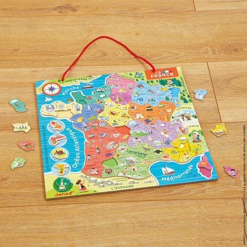 Puzzle France Magnétique en bois 93 magnets - Nouvelles régions 2016 carte géographie enfant à partir de 7 ans