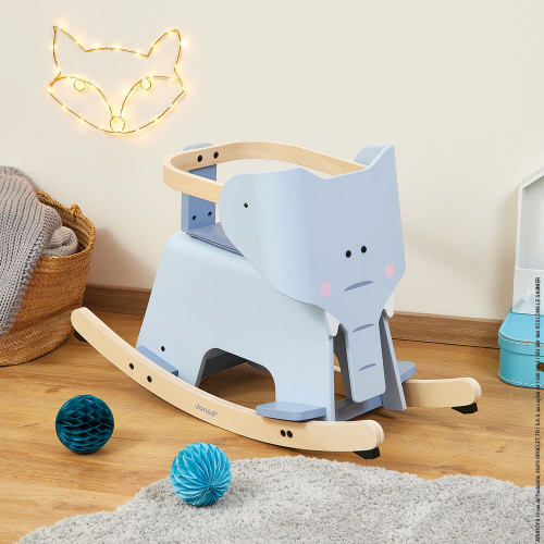 Eléphant à bascule en bois, éveil motricité équilibre, pour enfant à partir de 12 mois JANOD