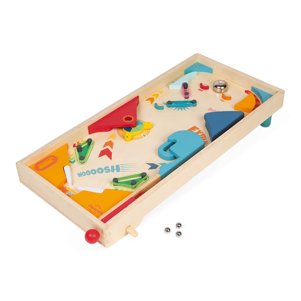 Janod Set Shuffleboard In Legno Retrò - Gioco Di Abilità Per Famiglie 2 Livelli - Certificato FSC - Dai 6 Anni J02081