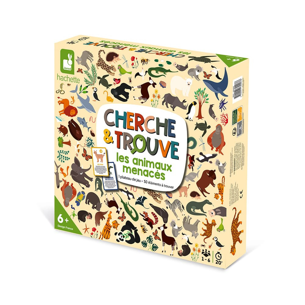 Cherche et trouve - Jeu société cherche & trouve Animaux Menacés Janod