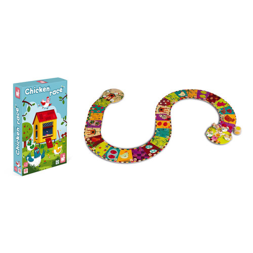 Jeu Chicken Race, jeu de société, famille, en bois et carton, jeu de parcours, pour enfant dès 3 ans JANOD