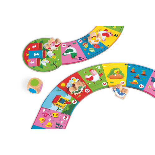 Jeu Chicken Race, jeu de société, famille, en bois et carton, jeu de parcours, pour enfant dès 3 ans JANOD