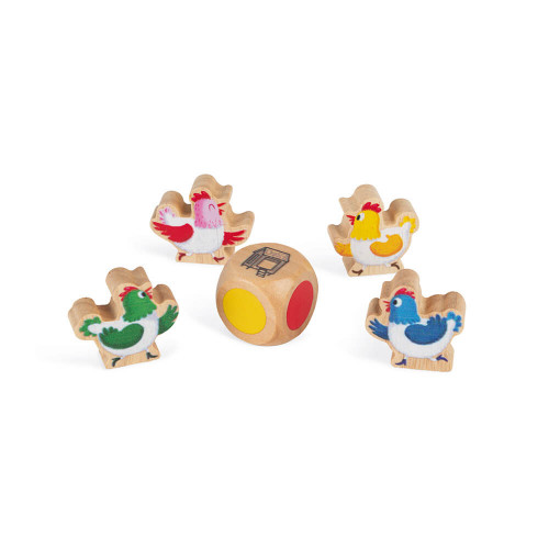 Jeu Chicken Race, jeu de société, famille, en bois et carton, jeu de parcours, pour enfant dès 3 ans JANOD
