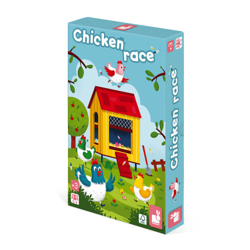 Jeu Chicken Race, jeu de société, famille, en bois et carton, jeu de parcours, pour enfant dès 3 ans JANOD