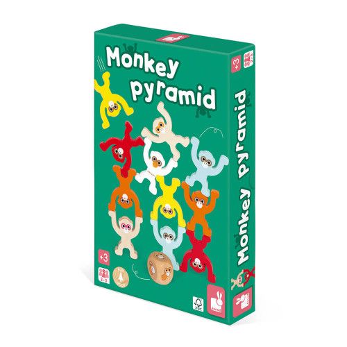 Jeu Monkey Pyramid, jeu de société, singes, pyramide, famille, jeu d'adresse pour enfant dès 3 ans JANOD