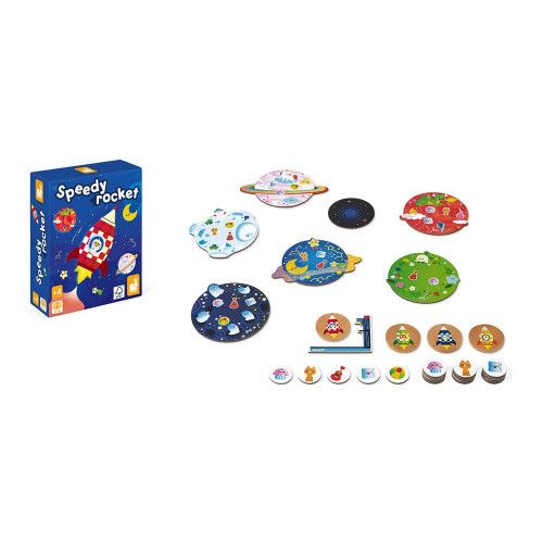 Jeu Speedy Rocket, jeu de société, famille, fusée, espace, jeu d'adresse pour enfant à partir de 4 ans JANOD