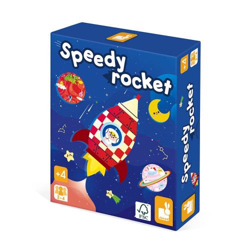 Jeu Speedy Rocket, jeu de société, famille, fusée, espace, jeu d'adresse pour enfant à partir de 4 ans JANOD