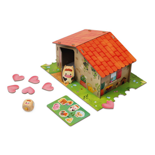 Jeu Farm Fun en carton FSC, jeu de société, famille, ferme, jeu de mémoire et association tactile pour enfant dès 2 ans JANOD