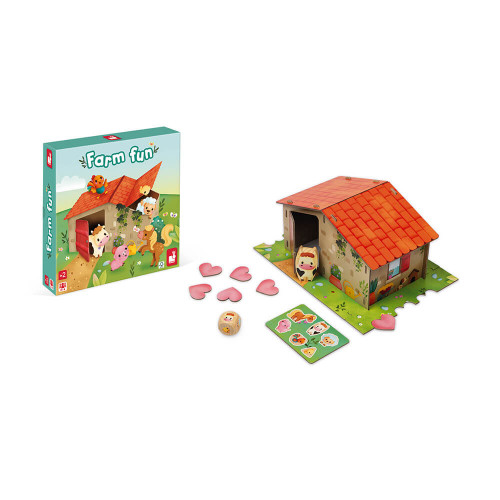 Jeu Farm Fun en carton FSC, jeu de société, famille, ferme, jeu de mémoire et association tactile pour enfant dès 2 ans JANOD