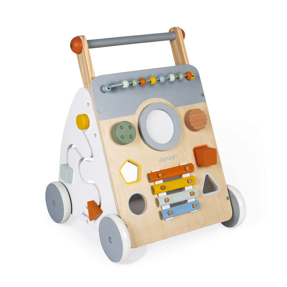 Chariot de marche enfant avec tablette d'activités, modulable en table