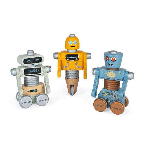 Robots à construire en bois Brico'kids, bricolage, construction, vintage, figurines pour enfant dès 3 ans JANOD