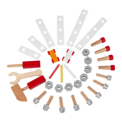 Etabli Reverso Brico'kids en bois, double-face, imitation bricolage, magnétique, descendeur, pour enfant dès 3 ans JANOD
