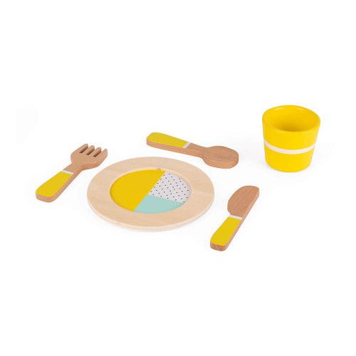 Dinette en bois, imitation cuisine, service thé, vaisselle, pour enfant dès 3 ans JANOD