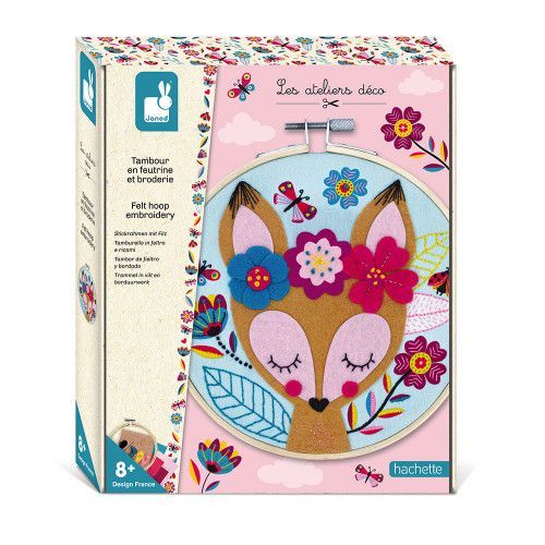 Kit Créatif Tambour en Feutrine et Broderie, loisir créatif, couture tricot, pour enfant dès 8 ans JANOD