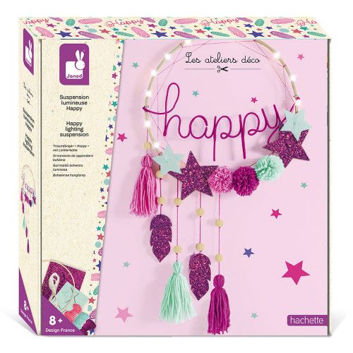 Kit Créatif Suspension Lumineuse Happy, loisir créatif, décoration chambre, pour enfant dès 8 ans JANOD