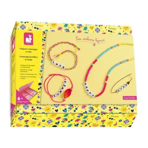 Kit Créatif 4 bijoux à messages à créer, loisir créatif bijoux, kit créatif bijoux, pour enfant dès 6 ans JANOD
