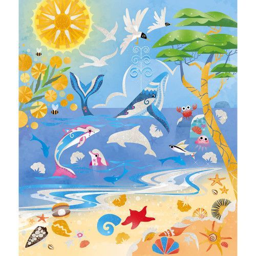 Kit créatif peinture nacrée avec pochoir 4 saisons, activité manuelle, cartes à peindre, pour enfant dès 7 ans JANOD