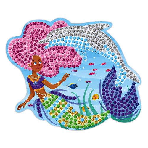 Kit créatif mosaïques dauphins et sirènes, loisir créatif, tableaux à décorer, pour enfant dès 7 ans JANOD