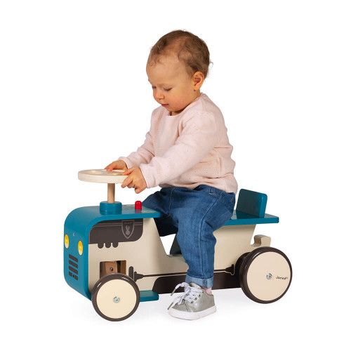Porteur tracteur en bois, trotteur, éveil motricité, apprentissage équilibre, pour enfant dès 12 mois JANOD