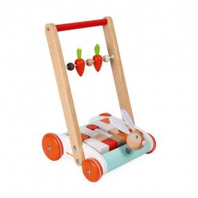 Janod Pull Along Snail Classic Early Learning Toy Ages 1+ Years Wooden 2-in1 Musical Instrument and Push and Pull Develops Fine Motor Skills Encourages Babies and Toddlers to Walk