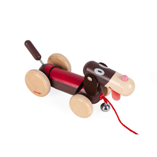 Chien à promener en bois, développer la motricité, jouet d'éveil, jouet rigolo, pour enfant dès 18 mois JANOD