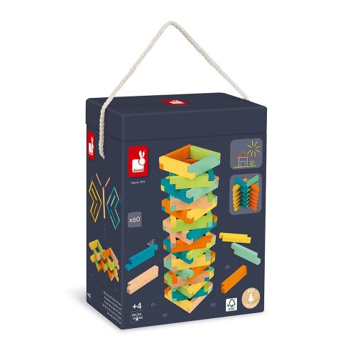 Blocs de construction en bois pour enfant - Jeu de 60 pièces Janod