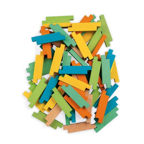 Blocs de construction en bois pour enfant - Jeu de 60 pièces Janod