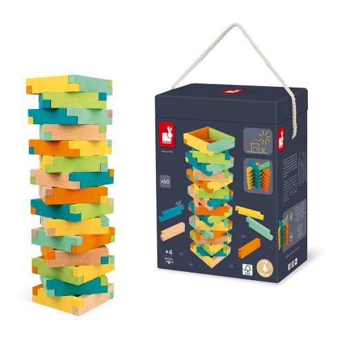 Set de construction 60 pièces en bois, jeu de construction, modèles inclus, pour enfant dès 4 ans JANOD