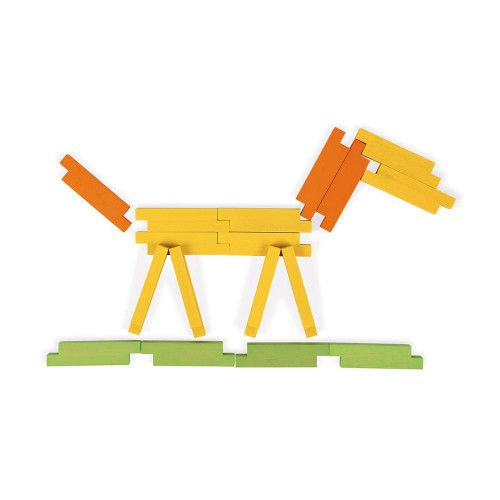 Set de construction 60 pièces en bois, jeu de construction, modèles inclus, pour enfant dès 4 ans JANOD