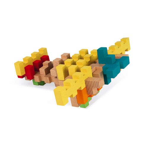 Vends 1 lot de 44 pièces de jeu en bois pour construction. Pour les enfants  à partir de 4 ans. - Sans marque