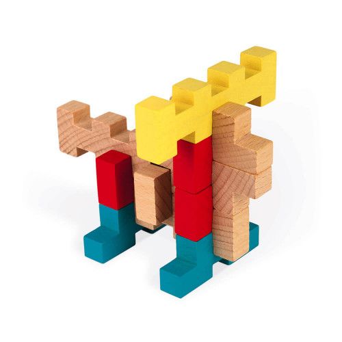 Set de construction 100 pièces en bois, jeu de construction, modèles inclus, pour enfant dès 6 ans JANOD