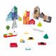 Kubix 60 blocs et puzzle carton ville en bois, jeu de construction, jeu 2-en-1, pour enfant dès 3 ans JANOD