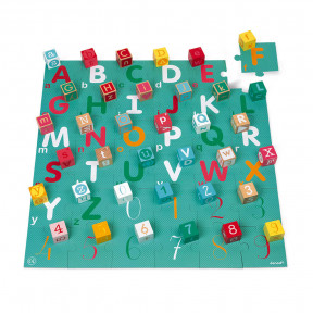 Kubix 40 Würfel + Puzzle aus Pappe Buchstaben/Zahlen (Holz)
