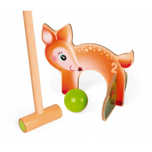 Croquet Animaux de la Forêt en bois, jeu plein air extérieur jardin, motricité enfant à partir de 3 ans JANOD