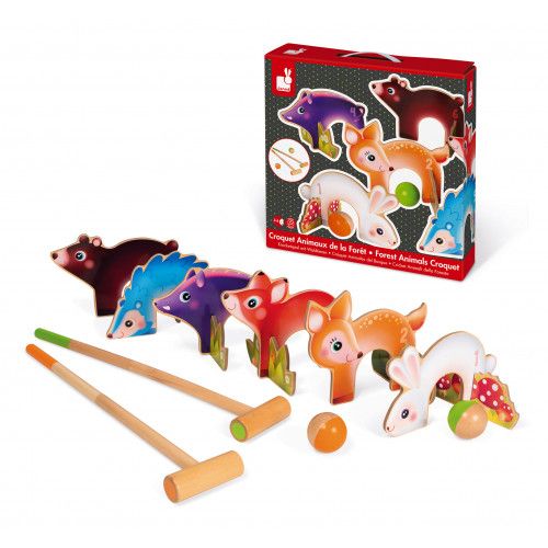 Croquet Animaux de la Forêt en bois, jeu plein air extérieur jardin, motricité enfant à partir de 3 ans JANOD