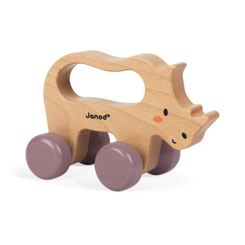 Wooden walk-along rhino - In partnership with WWF® : Push & Pull toys Janod  - J08606