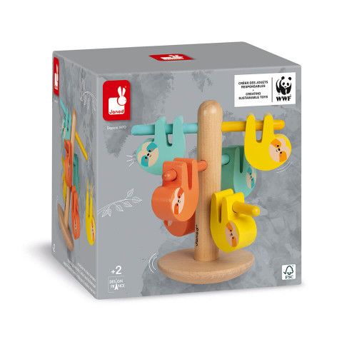 Jeu d'équilibre et des couleurs paresseux en bois FSC partenariat WWF, adresse, logique, dextérité, pour enfant dès 2 ans JANOD