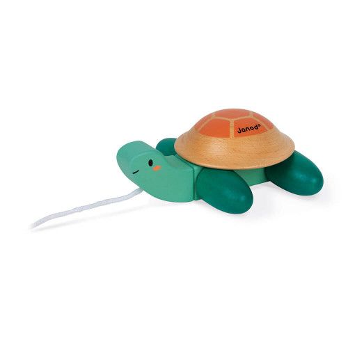 Tortue à promener en bois FSC partenariat WWF, marche, motricité, jouet d'éveil, pour enfant dès 12 mois JANOD