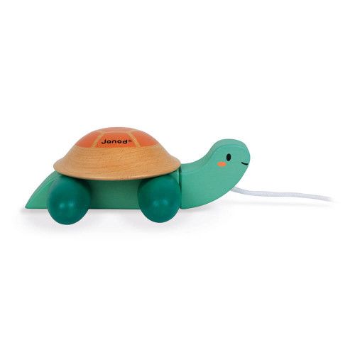 Tortue à promener en bois FSC partenariat WWF, marche, motricité, jouet d'éveil, pour enfant dès 12 mois JANOD