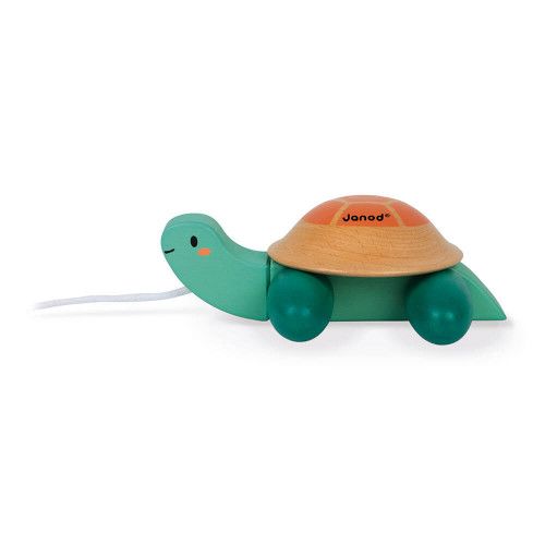 Tortue à promener en bois FSC partenariat WWF, marche, motricité, jouet d'éveil, pour enfant dès 12 mois JANOD