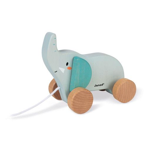 Elephant Wooden Pull Along Toy for Beginner Walkers Early Development Toys 
