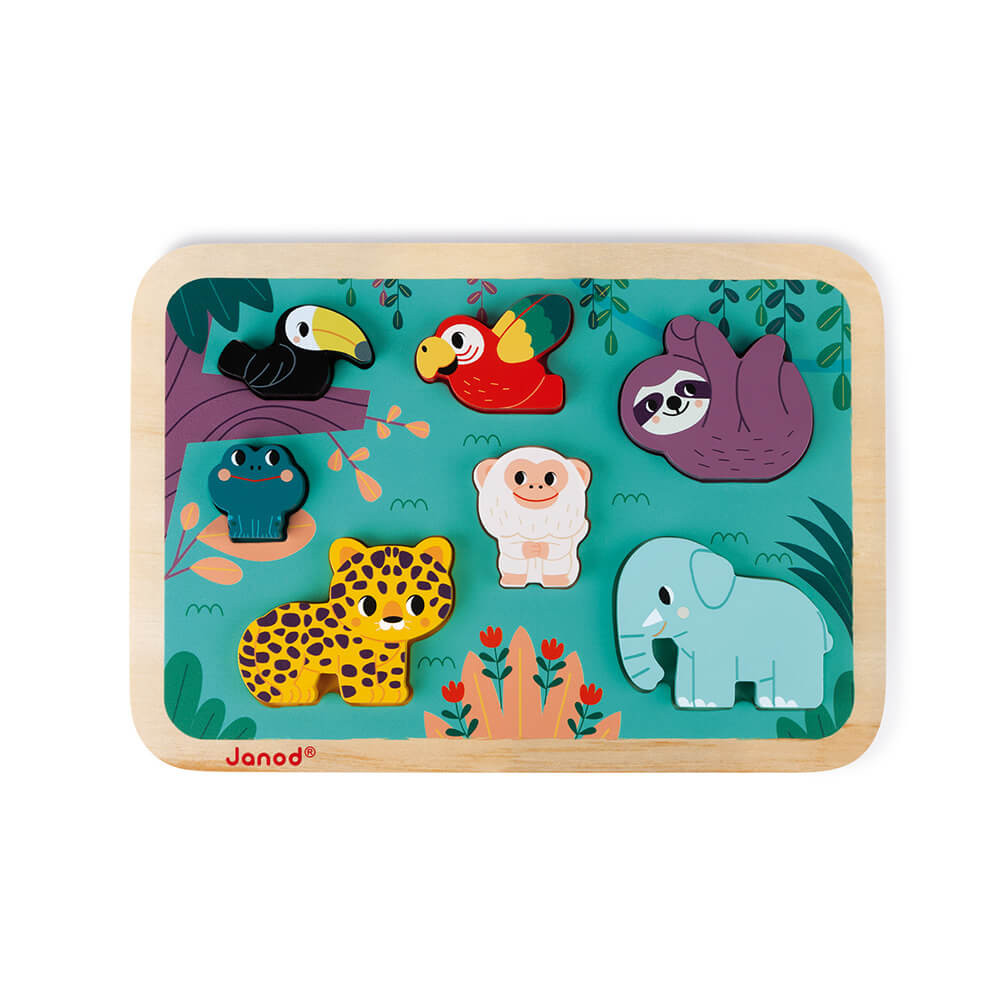 Puzzle en bois pour bébé animaux de la jungle - Jeu éveil Janod ; WWF®