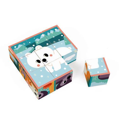 Cubes en carton FSC animaux partenariat WWF, jeu de manipulation, jouet d'éveil, pour enfant dès 2 ans JANOD