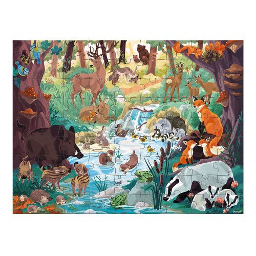 Puzzle les empreintes des animaux 81 pièces partenariat WWF, carton FSC, made in France, motricité fine, concentration, pour enf
