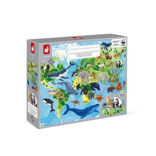 Puzzle éducatif 350 pièces les espèces Prioritaires partenariat WWF, carton FSC, made in France, motricité fine, livret inclus, 